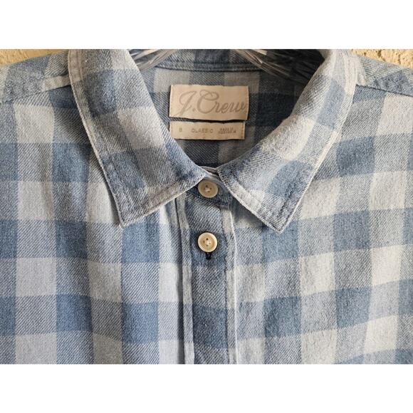 J. CREW Women's 8 Shirt Blue Buffalo Check Button Up, Long Sleeve Bust 40" - Picture 4 of 9